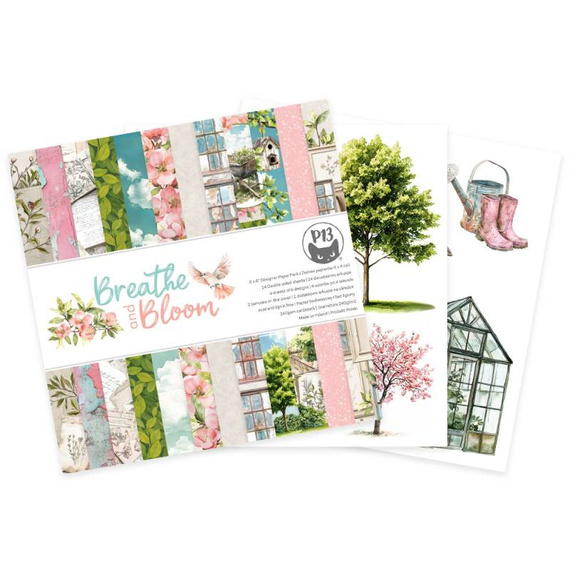 P13 Set 24 Blatt 15x15cm doppelseitig Scrapbooking Papier Block 240g, Breathe and Bloom
