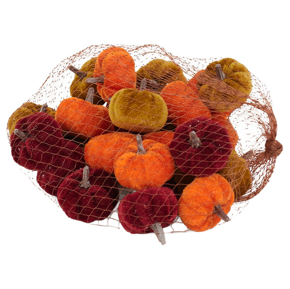 Samt Kürbisse Deko Set 28 Stück - Mini Kürbisse 3x3 cm, dunkle Töne