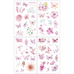 AUFKLEBER folie - Rosa Blumen und Schmetterlinge