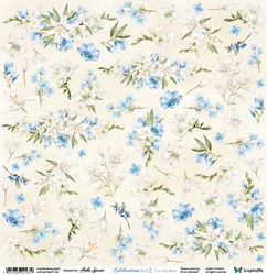 SCRAPandME 30x30cm einseitig Scrapbooking Papier 250g, Blue Flowers