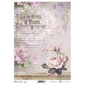 ITD Reispapier Decoupage Bastelpapier, Schreiben, Blumen R0707