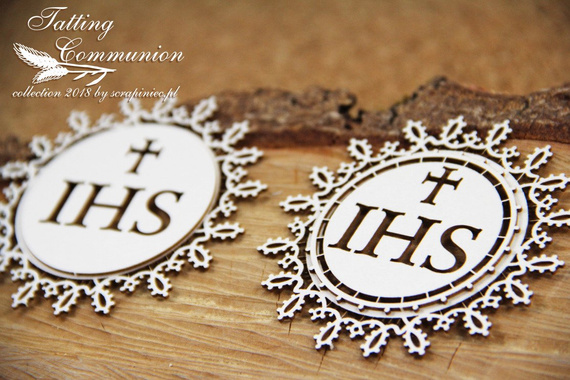 SCRAPINIEC Dekorpappe Die Cut Chipboard Dekoration Tatting Communion - doppellagig Host groß 01