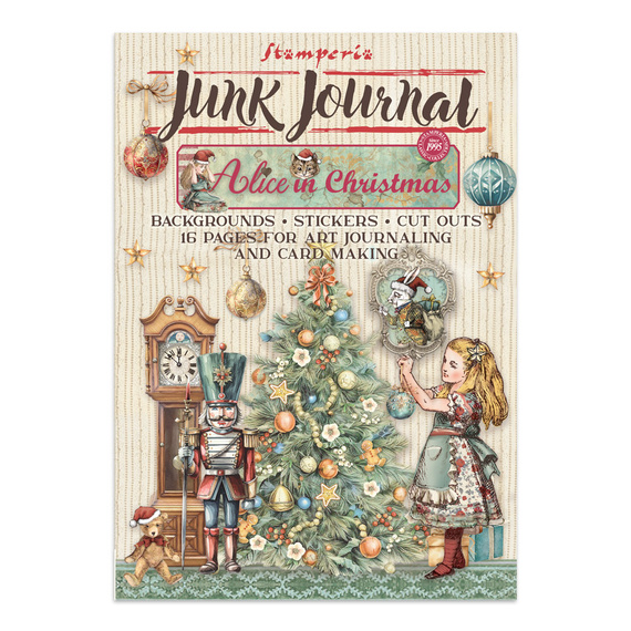 Set aus Junk Journal-Papieren, Aufklebern und Elementen - Alice in Christmas - Stamperia 
