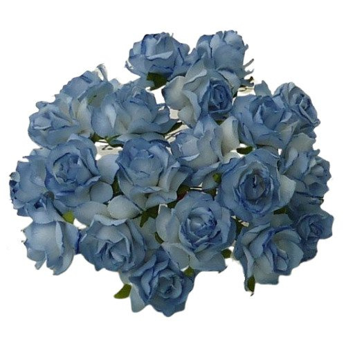 WILDROSEN 30mm 50Stk Scrapbooking Maulbeerpapier Blumen Flower, 2 Ton blau