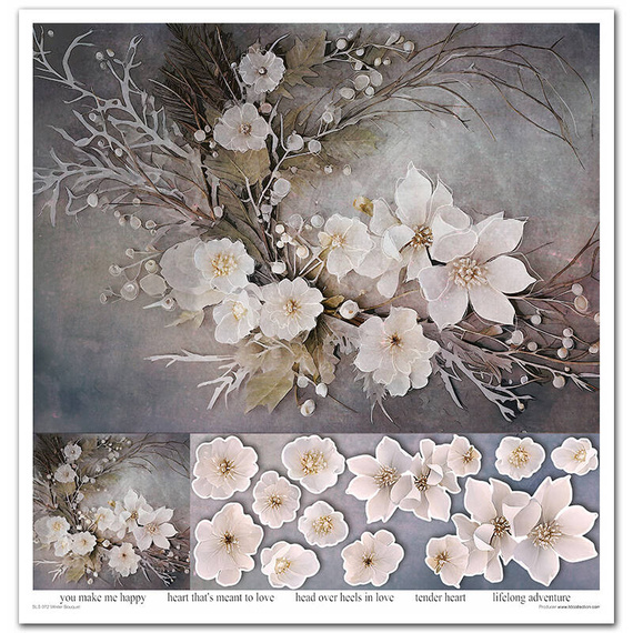 ITD 11Stk 30x30cm Scrapbooking Papier 200g 30x30 - Winter Bouquet