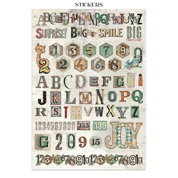 Set aus Junk Journal-Papieren, Aufklebern und Elementen - Furry Friends - Stamperia 