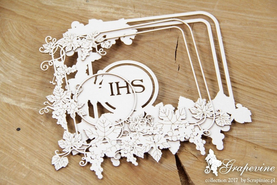 SCRAPINIEC Dekorpappe Die Cut Chipboard Dekoration Ornament, Weinrebe Rahmen