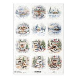 ITD Reispapier Decoupage Bastelpapier Serviettentechnik-R2427 Schaukelpferd Karussell Kamin