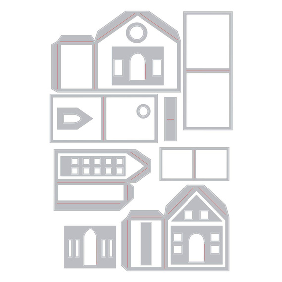 SIZZIX Stanzform Präge Stanzschablone Cutting Die, Paper Village 664741