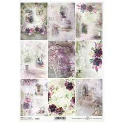 ITD Reispapier Decoupage Bastelpapier R2020 Sommerblumen, Schnittblumen, Gartentor
