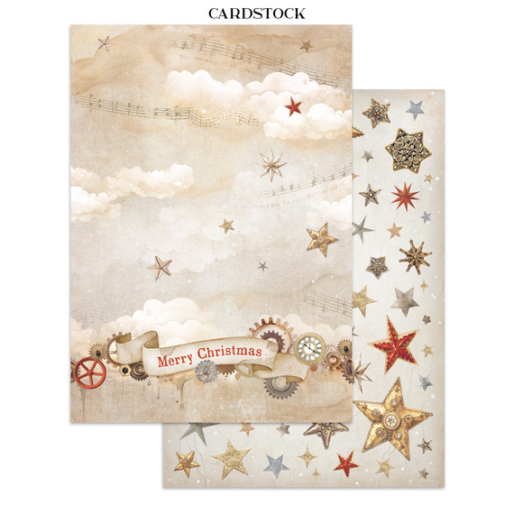 Set aus Junk Journal-Papieren, Aufklebern und Elementen - Gear Up For Christmas - Stamperia 