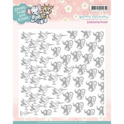 YVONNE Embossing Folder Prägefolder Prägeschablone Smiles, Hugs And Kisses - Elefanten und Störche