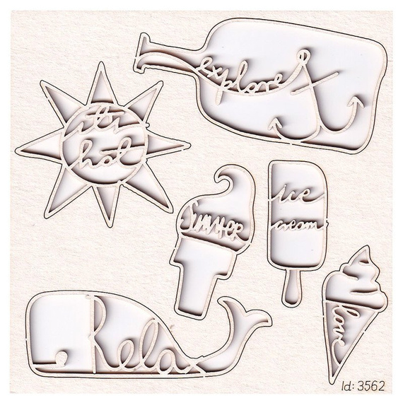 SCRAPINIEC Dekorpappe Die Cut Chipboard Dekoration Ornament, Summer Eis 3562