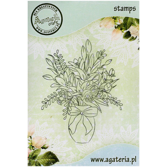 AGATERIA - Transparent Stempel Motivstempel Clear Stamp, Blumenstrauß in einer Vase