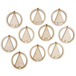 Holz-Christbaumanhänger Set 10 Stück - Tannenbaum - 6 cm