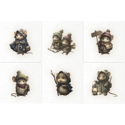 Reispapier-Set - Mäuse, Kleidung, Aquarellillustrationen - RSM212 - Itd Collection