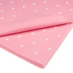 Bastelfilz mit Herzen 30x40cm Dekofilz Filzplatten Filzstoff 1mm, rosa