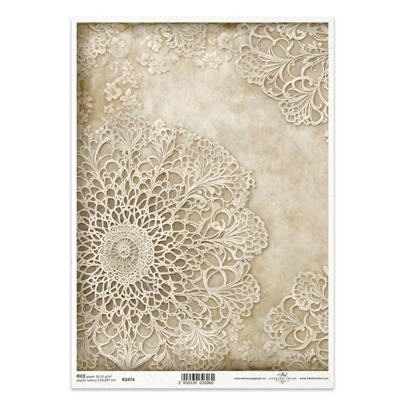 Reispapier für Decoupage A4 - Creme Spitze - R2474 - Itd Collection