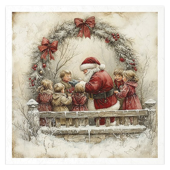 Reispapier-Set - Weihnachtsmann, Kinder, Weihnachten - RSM187 - Itd Collection