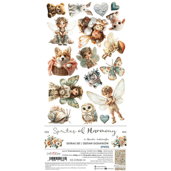 ART ALCHEMY 15x30cm Scrapbooking Papier, Sprites of Harmony - Extras set - Sprites