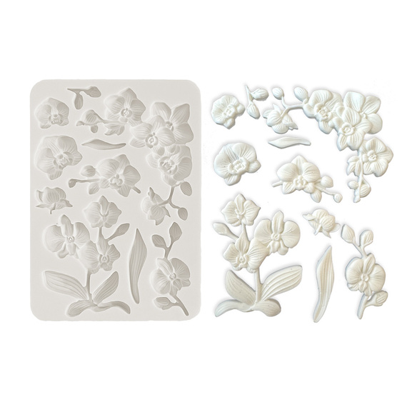 STAMPERIA SILIKONFORM Mold Abformen Gießen Mould, Orchids & Cats orchidee