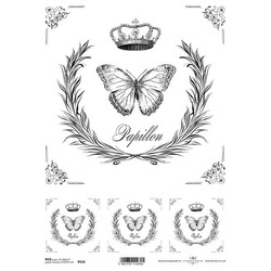 ITD Reispapier Decoupage Bastelpapier, Serviertentechnik, Schmetterling, Krone R0518