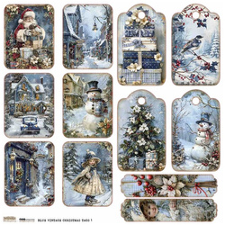 AUFKLEBER papier - ScrapLove - Blue Christmas Tag 1 - Blauer Weihnachtsanhänger