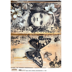 Reispapier Decoupage Bastelpapier A4 - Scraplove - B&W Junk Journal Background 8