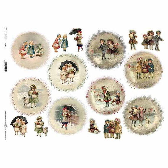 ITD Reispapier Decoupage Bastelpapier Serviettentechnik-R346L - A3 Kinderbilder Weihnachten