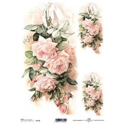 ITD Reispapier Decoupage Bastelpapier, Stoff, Blumen, Rosen R1198