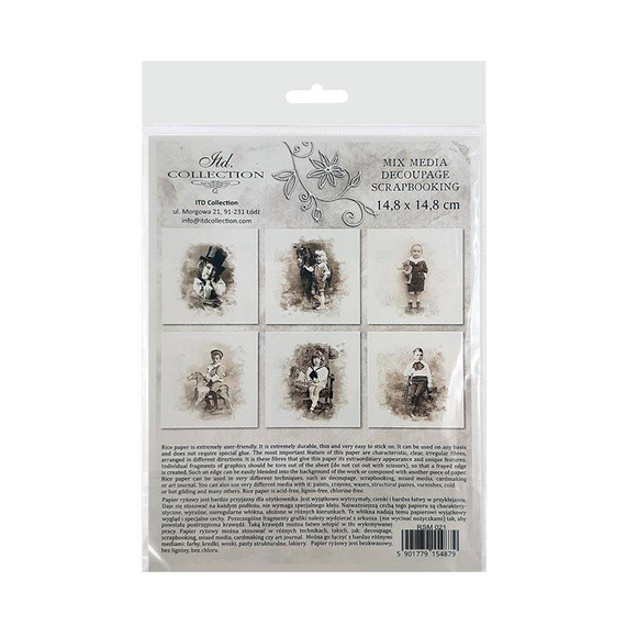 Reispapier-Set - ITD RSM021 6 Stück Retro-Porträts von Jungen