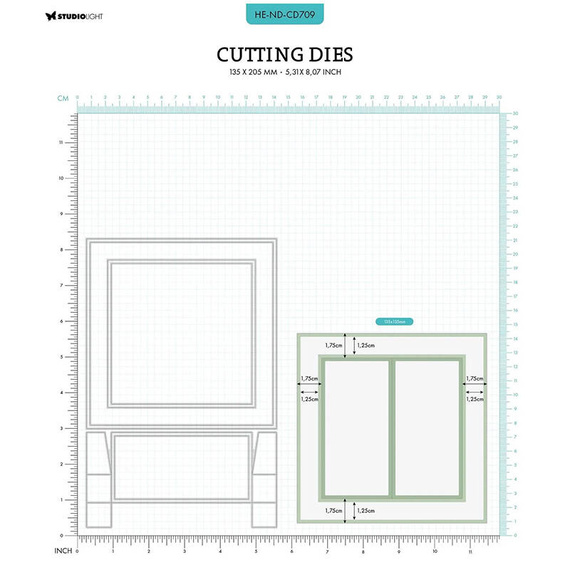 STUDIO LIGHT - Stanzform Präge Stanzschablone Cutting Die - Quadratische Klappkartenbasis mit Fenstern