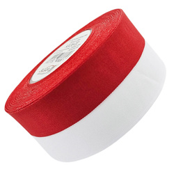Taftband / Schleife - weiß und rot - 10mm x 50m