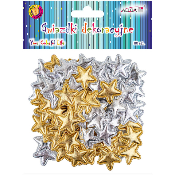 Goldene und silberne Deko-Sterne 2,5 cm 80 Stück