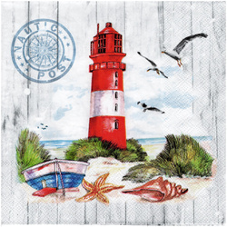 SERVIETTEN 1 Stück Motivservietten Decoupage Napkin 33x33cm, Lighthouse latarnia