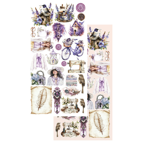 ALCHEMY OF ART 15x30cm doppelseitig Scrapbooking Papier 250g,  In purple color