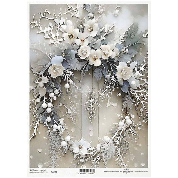 ITD Reispapier Decoupage Bastelpapier Serviettentechnik-R2338 Blumengirlanden