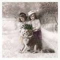 Reispapier-Set - ITD RSM087 vintage Kinder Winter