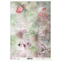 ITD Reispapier Decoupage Bastelpapier Serviettentechnik-R2252 Marienkäfer Schmetterling Blumen