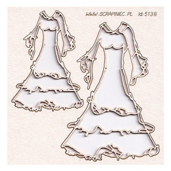 SCRAPINIEC Dekorpappe Die Cut Chipboard Dekoration Ornament, Hochzeitskleid 5138
