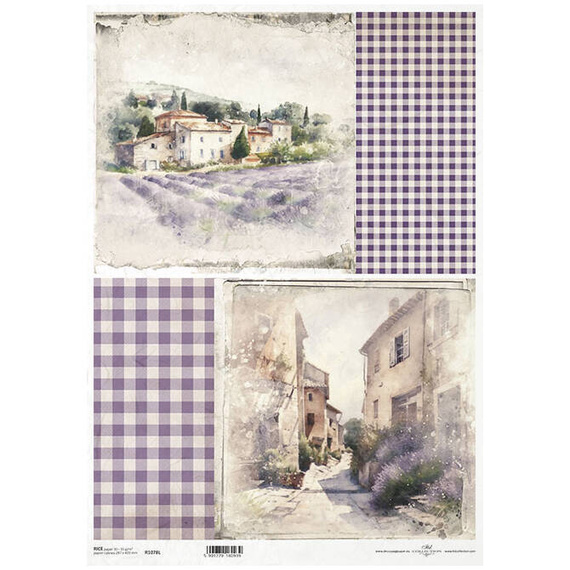 Reispapier für Decoupage A3 ITD-1078L Lavendelfelder, Lavendel