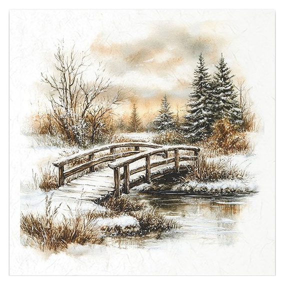 Reispapier-Set - Winterlandschaft, Hütten, Nadelbäume - RSM205 - Itd Collection