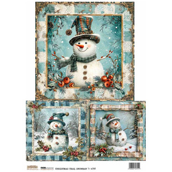 Reispapier A4 - ScrapLove - Christmas Teal Snowman 1 - Türkis Schneemann
