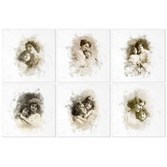 Reispapier-Set - ITD RSM023 6-tlg. Retro-Porträts von Müttern mit Töchtern
