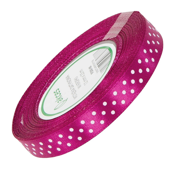 Satin-Punkt-Band 12 mm - fuchsia 88 - 23 m - Dekoband