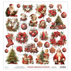 MINTAY 30x30cm doppelseitig Scrapbooking Papier mit Elementen - Vintage Christmas