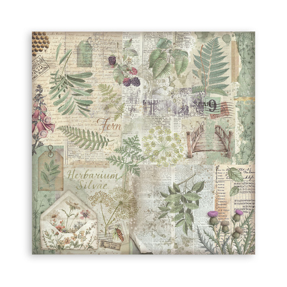 Scrapbooking Papier Set 30x30 - Herbarium Silvae Hintergründe - Stamperia