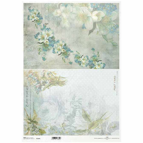 ITD Reispapier Decoupage Bastelpapier A3 Blumen, Vergissmeinnicht 1024L