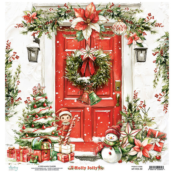Scrapbooking Papier 30x30 - Mintay - Holly Jolly 02