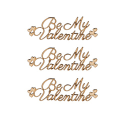 WYCINANKA - Dekorpappe Die Cut Chipboard - BE MY VALENTINE - Be My Valentine Schriftzug mit Herzen 3pcs